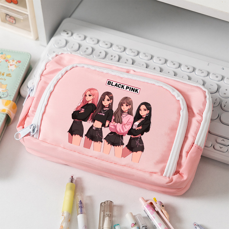 Stationery Warehouse - Piórnik płócienny BlackPink o dużej pojemności
